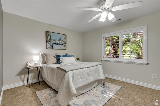 10605 S Willow Valley Rd W, South Jordan, UT 84095 - bedroom with light colored carpet, baseboards, and a ceiling fan