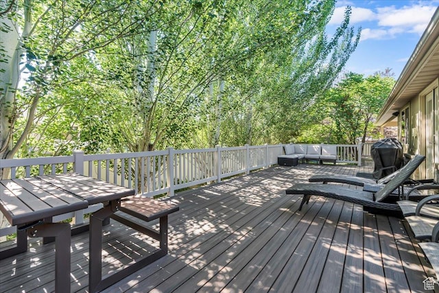 10605 S Willow Valley Rd W, South Jordan, UT 84095 - wooden terrace with an outdoor living space and outdoor dining area
