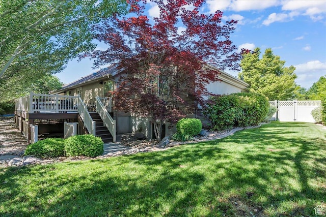 10605 S Willow Valley Rd W, South Jordan, UT 84095 - view of yard with stairs and a deck