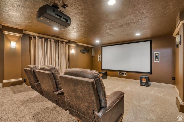 10605 S Willow Valley Rd W, South Jordan, UT 84095 - home theater with carpet floors, baseboards, a textured ceiling, and recessed lighting