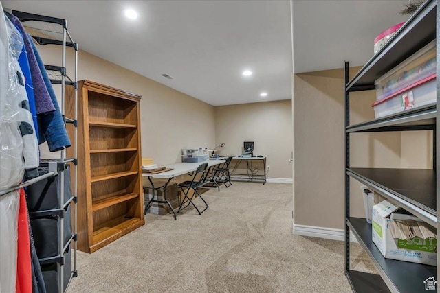 10605 S Willow Valley Rd W, South Jordan, UT 84095 - carpeted home office with recessed lighting and baseboards
