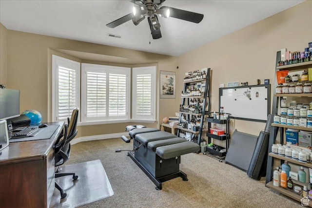 10605 S Willow Valley Rd W, South Jordan, UT 84095 - office area with ceiling fan, carpet, and baseboards