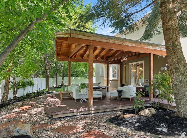 12214 S Hidden Valley Rd, Sandy, UT 84092 - fenced backyard featuring a deck and an outdoor living space