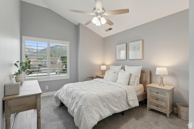 12214 S Hidden Valley Rd, Sandy, UT 84092 - bedroom featuring lofted ceiling, carpet, baseboards, and a ceiling fan