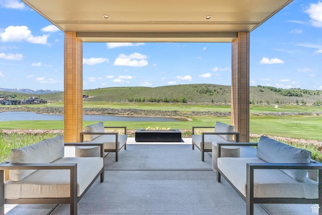 6312 Double Deer Loop, Park City, UT 84098 - view of patio with an outdoor hangout area and a water and mountain view