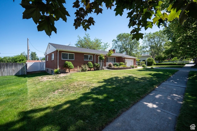 95 E 1400 S, Bountiful, UT 84010 - ranch-style house with a garage, brick siding, and a chimney