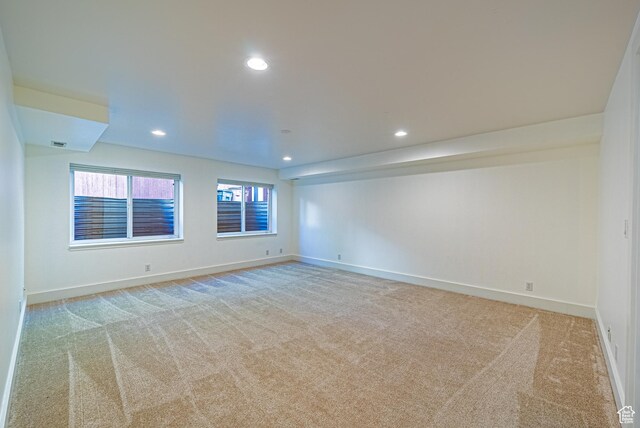 1820 E Redondo Ave S, Salt Lake City, UT 84108 - spare room featuring light carpet, baseboards, and recessed lighting