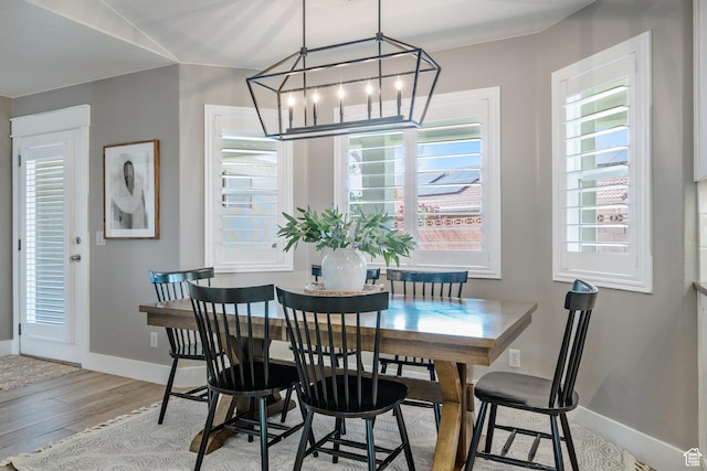 2137 E 170th Cir S, St George, UT 84790 - dining room featuring a chandelier, baseboards, and wood finished floors