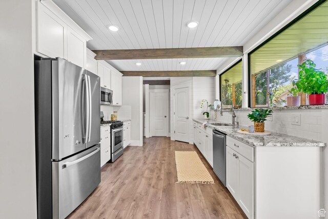 845 N 950 W, Provo, UT 84604 - kitchen with stainless steel appliances, tasteful backsplash, white cabinets, a sink, and recessed lighting
