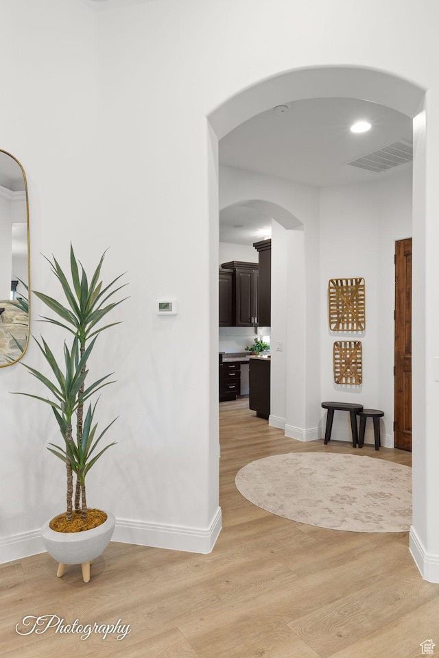 916 E Apache Dr, Washington, UT 84780 - corridor with light wood finished floors, baseboards, and arched walkways