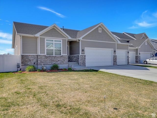 3425 W Isabel Way, West Haven, UT 84401 - craftsman house with a garage, driveway, stone siding, and a shingled roof