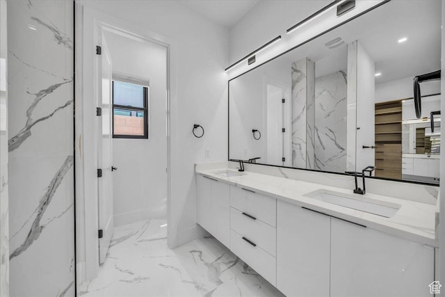 133 E Terrace Ln, Ivins, UT 84738 - bathroom with marble finish floors, double vanity, and a marble finish shower