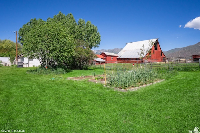 211 E 100 N, Midway, UT 84049 - view of yard with a garden, a barn, a mountain view, and an outdoor structure