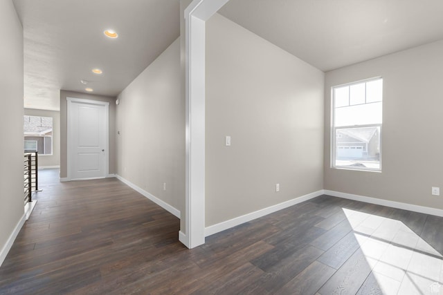 6564 N Bald Unit D195, Eagle Mountain, UT 84005 - unfurnished room featuring dark wood-style floors, baseboards, and recessed lighting