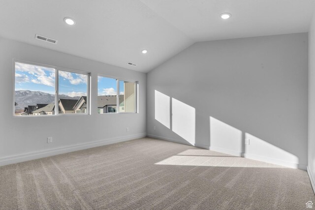 1822 N 180 E, Heber City, UT 84032 - spare room with carpet, vaulted ceiling, baseboards, and recessed lighting