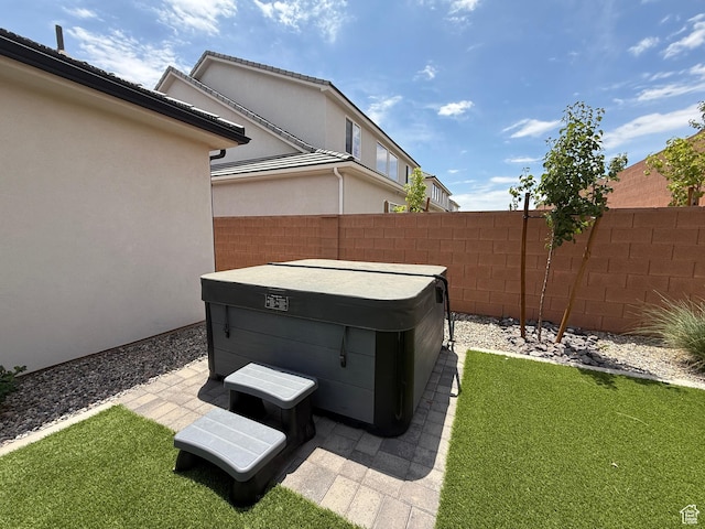 2863 E Freshet Dr, Washington, UT 84780 - view of yard with a hot tub and a patio area