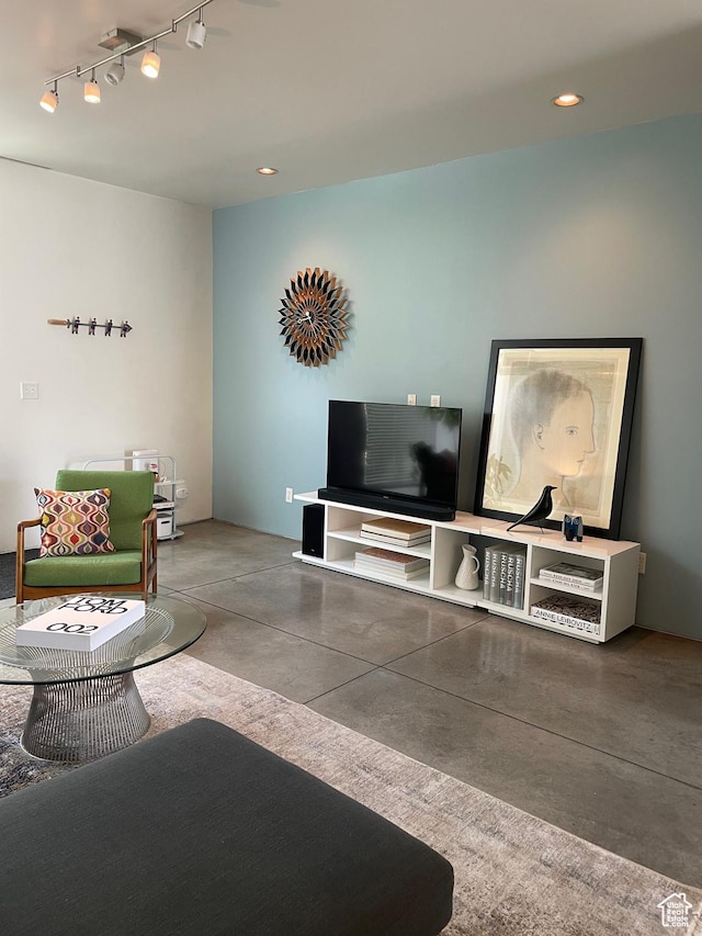 121 Fremont Ave Unit 17, Salt Lake City, UT 84101 - living room featuring concrete floors, recessed lighting, and track lighting