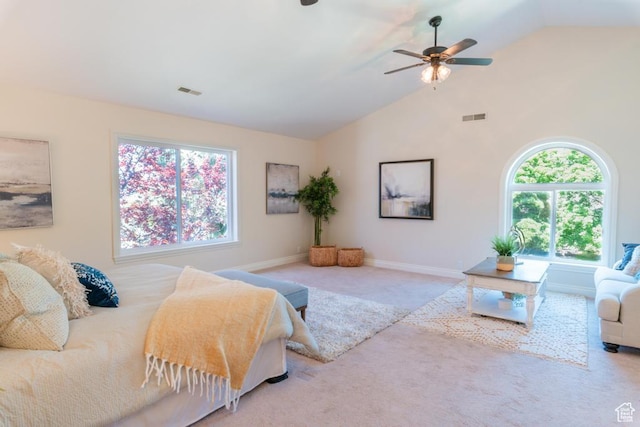 1814 N Heather Dr, Orem, UT 84097 - carpeted bedroom featuring vaulted ceiling, baseboards, and a ceiling fan
