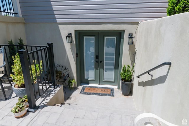 1814 N Heather Dr, Orem, UT 84097 - doorway to property with stucco siding and french doors