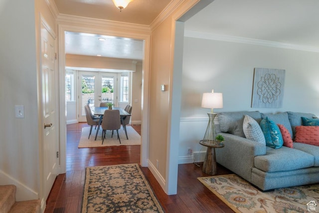 1814 N Heather Dr, Orem, UT 84097 - living area with wood-type flooring, ornamental molding, and baseboards