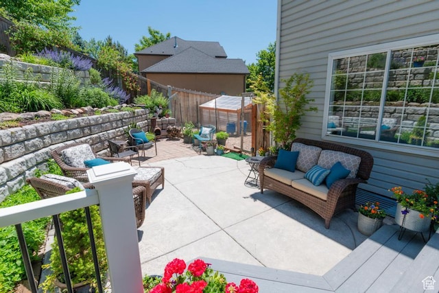 1814 N Heather Dr, Orem, UT 84097 - fenced backyard with a patio area and an outdoor living space