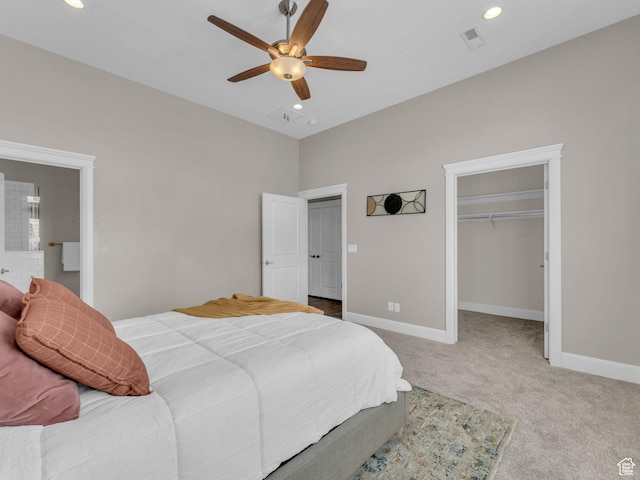 10486 S Harvest Glory Dr W Unit 125, South Jordan, UT 84095 - bedroom with carpet flooring, recessed lighting, a walk in closet, baseboards, and a closet