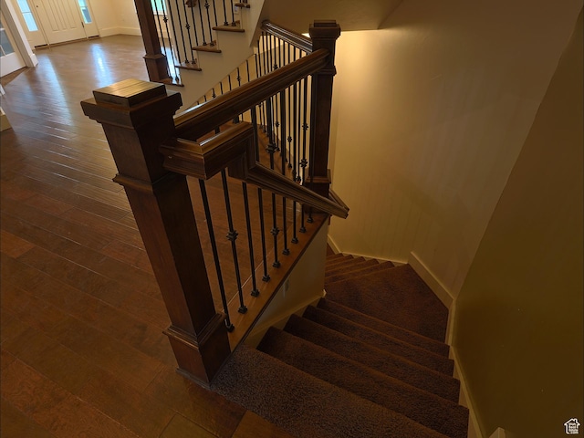 2307 Maple Leaf Dr, Cove, UT 84320 - staircase featuring baseboards and wood finished floors