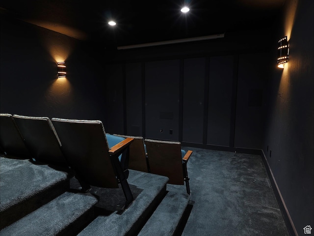 2307 Maple Leaf Dr, Cove, UT 84320 - cinema room with a decorative wall, carpet floors, recessed lighting, and baseboards