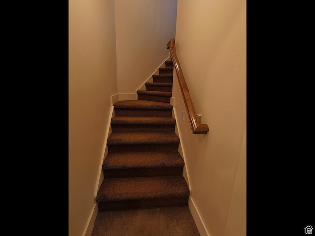2307 Maple Leaf Dr, Cove, UT 84320 - stairway featuring carpet floors and baseboards