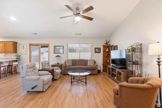1040 S 1100 E Unit 80, St George, UT 84790 - living area with plenty of natural light, light wood-style flooring, and a ceiling fan