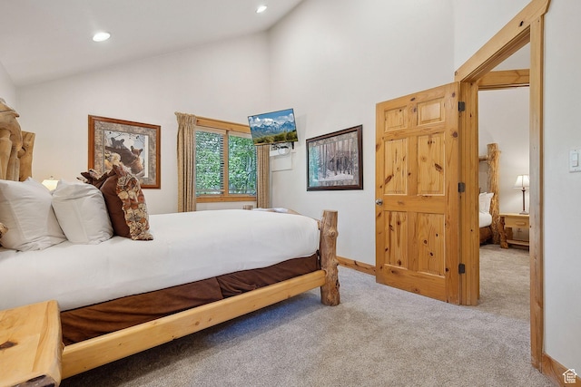 3988 N Timber Wolf Ln Unit 10D, Park City, UT 84098 - carpeted bedroom featuring high vaulted ceiling, recessed lighting, and baseboards