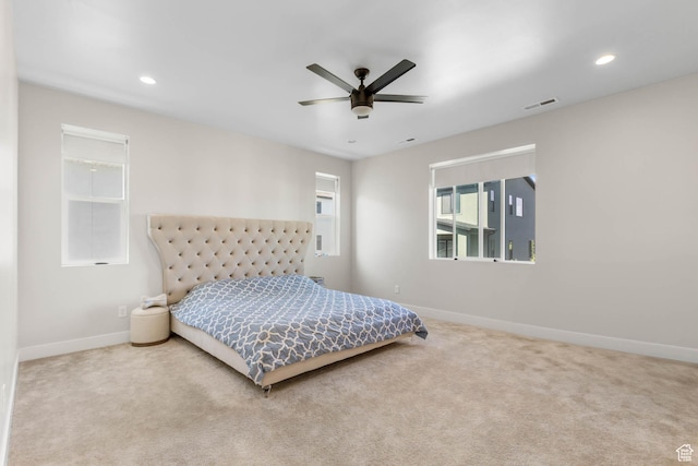 14908 S Fawley Ln, Herriman, UT 84096 - bedroom with carpet, baseboards, recessed lighting, and a ceiling fan