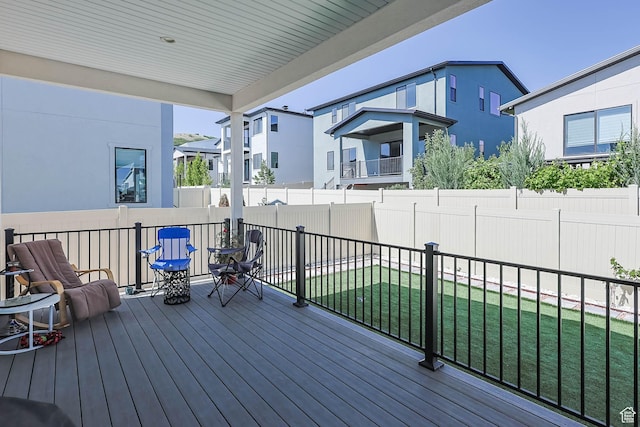 14908 S Fawley Ln, Herriman, UT 84096 - wooden terrace featuring a residential view