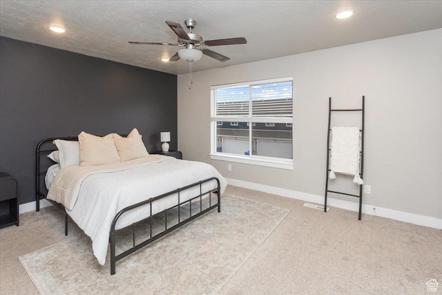 1704 E Talon Way, Eagle Mountain, UT 84005 - carpeted bedroom featuring baseboards, ceiling fan, recessed lighting, and a textured ceiling