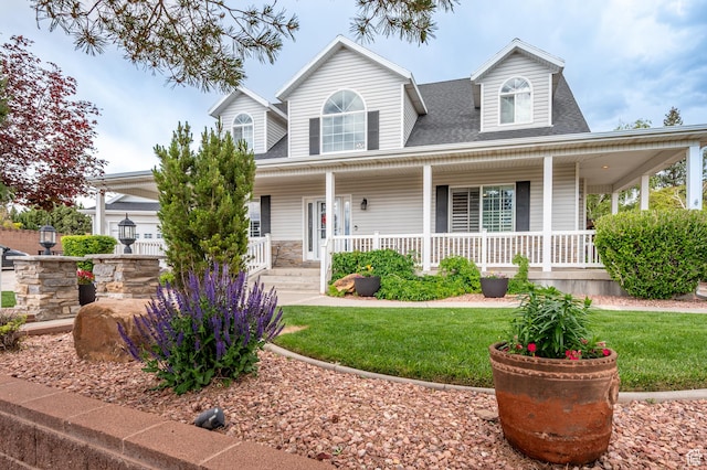2271 W Crestview Cir, Cedar City, UT 84720 - view of front of home featuring covered porch, a front yard, and roof with shingles