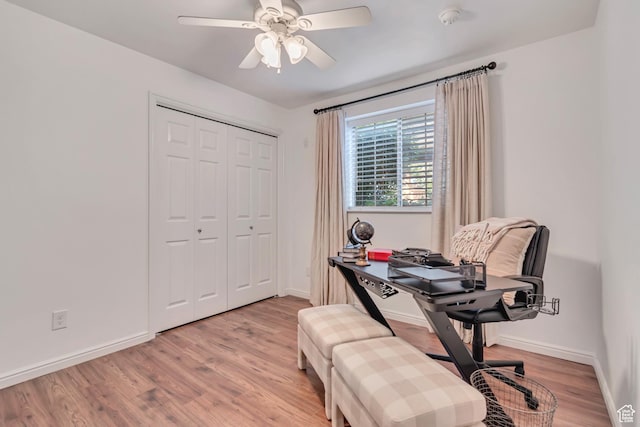1030 S Orem Blvd Unit 23, Orem, UT 84058 - home office featuring ceiling fan, light wood-style floors, and baseboards