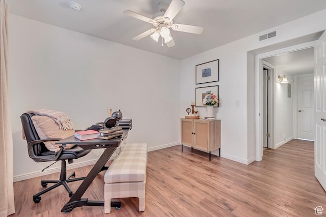 1030 S Orem Blvd Unit 23, Orem, UT 84058 - office area featuring a ceiling fan, light wood finished floors, and baseboards