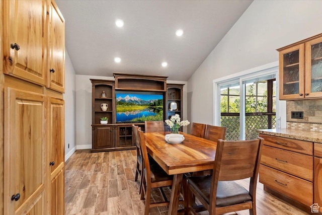 4456 N 3800 W, Peterson, UT 84050 - dining area featuring lofted ceiling, recessed lighting, and light wood-type flooring
