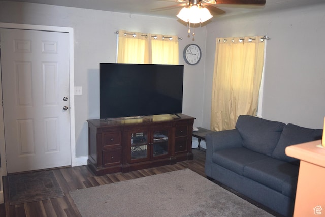 540 S 200 W, Logan, UT 84321 - living area with wood finished floors and ceiling fan