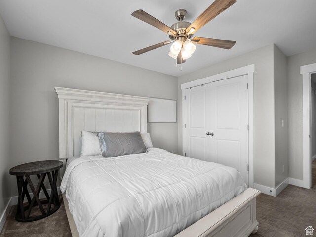 1353 Sageberry Dr, Santaquin, UT 84655 - carpeted bedroom with a closet and a ceiling fan