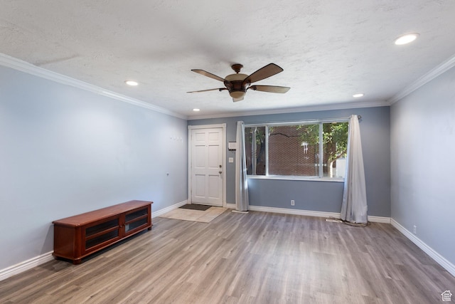 399 E 400 N Unit 2A, Bountiful, UT 84010 - foyer with wood finished floors, a ceiling fan, recessed lighting, and ornamental molding