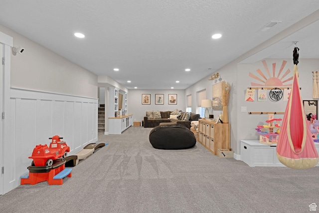 12473 S Desert Mesa Dr, Herriman, UT 84096 - rec room featuring carpet floors, recessed lighting, and wainscoting