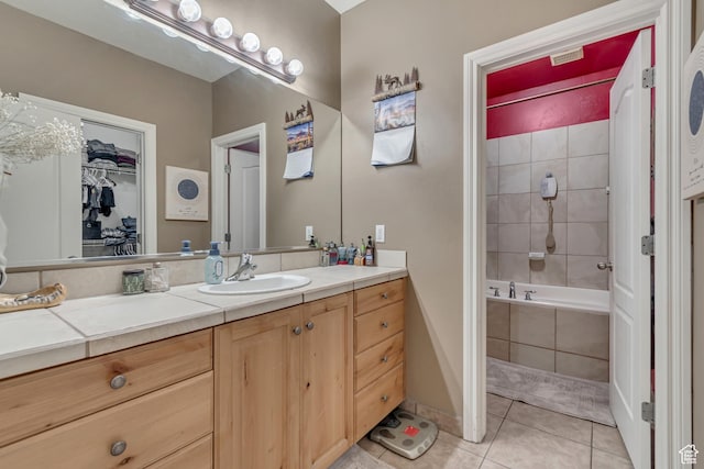 3094 E Somerset Dr, Spanish Fork, UT 84660 - full bathroom with tile patterned floors, vanity, and tiled shower / bath