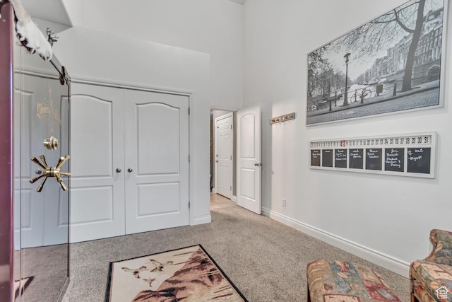 3094 E Somerset Dr, Spanish Fork, UT 84660 - unfurnished room featuring carpet flooring, baseboards, and a towering ceiling
