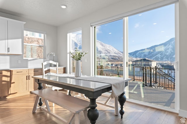 833 N Union Bench Dr W Unit 62, Mapleton, UT 84664 - dining area with a mountain view, light wood-style floors, and recessed lighting