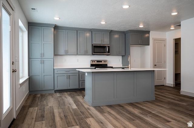 622 S 85 E Unit 4, Smithfield, UT 84335 - kitchen with stainless steel appliances, gray cabinetry, a center island with sink, a sink, and light countertops