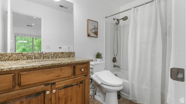 1029 Independence, Provo, UT 84604 - full bath with toilet, shower / tub combo with curtain, vanity, and tile patterned floors