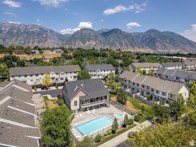 1029 Independence, Provo, UT 84604 - aerial perspective of suburban area featuring a pool and mountains