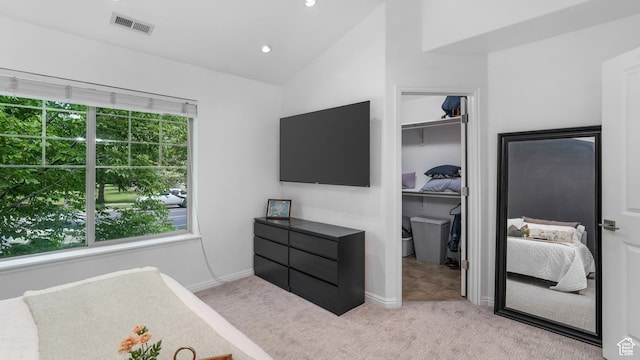 1029 Independence, Provo, UT 84604 - bedroom with carpet floors, vaulted ceiling, baseboards, a walk in closet, and recessed lighting