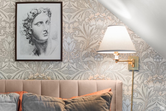 237 E 4th Ave N, Salt Lake City, UT 84103 - living room with wallpapered walls